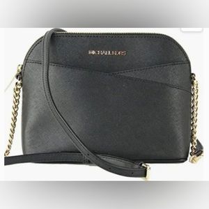 Michael Kors Jet Set Medium Crossbody Black Leather Handbag